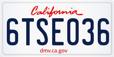 CA license plate 6TSE036