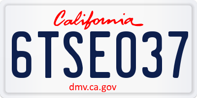 CA license plate 6TSE037