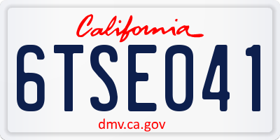 CA license plate 6TSE041