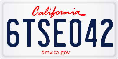 CA license plate 6TSE042