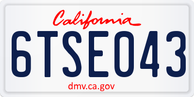 CA license plate 6TSE043