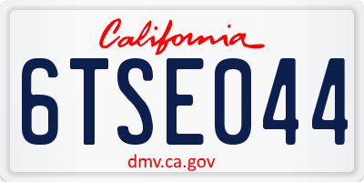 CA license plate 6TSE044