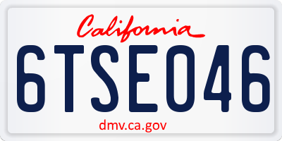 CA license plate 6TSE046