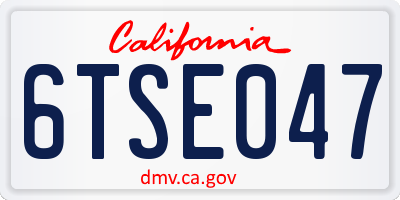 CA license plate 6TSE047
