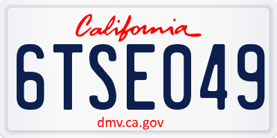 CA license plate 6TSE049