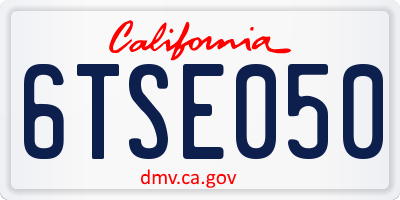 CA license plate 6TSE050