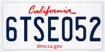 CA license plate 6TSE052