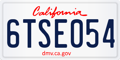 CA license plate 6TSE054