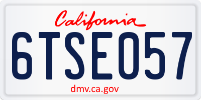 CA license plate 6TSE057