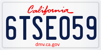 CA license plate 6TSE059