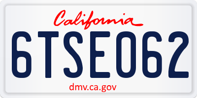 CA license plate 6TSE062