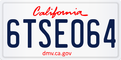 CA license plate 6TSE064