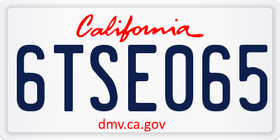 CA license plate 6TSE065