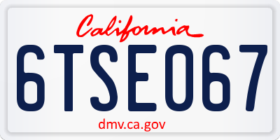 CA license plate 6TSE067