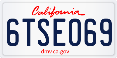 CA license plate 6TSE069
