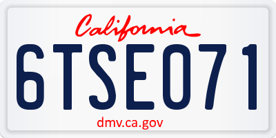 CA license plate 6TSE071