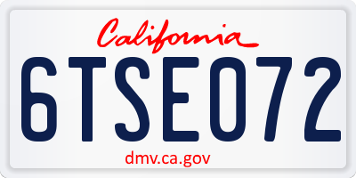 CA license plate 6TSE072
