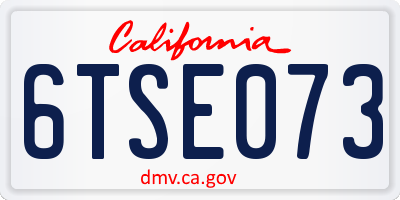 CA license plate 6TSE073