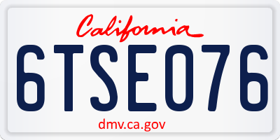 CA license plate 6TSE076
