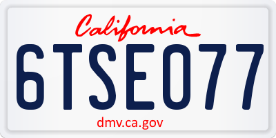 CA license plate 6TSE077