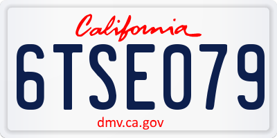 CA license plate 6TSE079