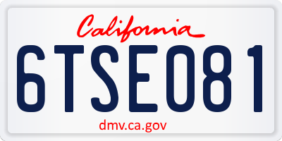 CA license plate 6TSE081