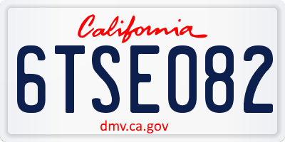 CA license plate 6TSE082