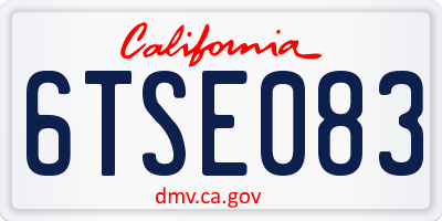 CA license plate 6TSE083