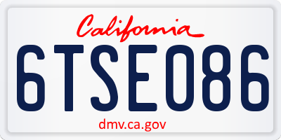 CA license plate 6TSE086