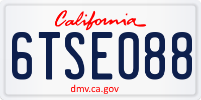 CA license plate 6TSE088