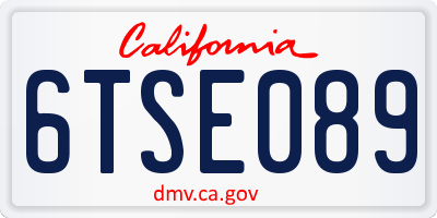CA license plate 6TSE089