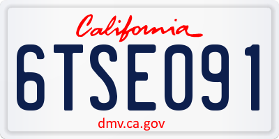 CA license plate 6TSE091