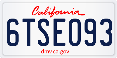 CA license plate 6TSE093