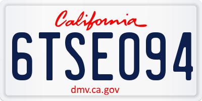 CA license plate 6TSE094