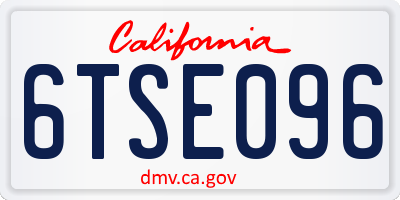 CA license plate 6TSE096