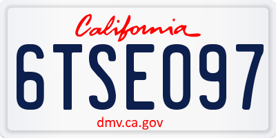 CA license plate 6TSE097