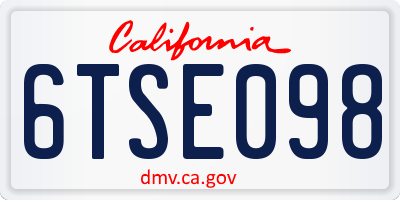 CA license plate 6TSE098