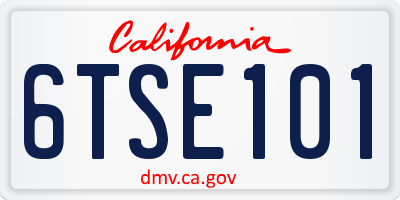 CA license plate 6TSE101