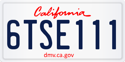 CA license plate 6TSE111