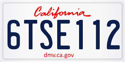 CA license plate 6TSE112