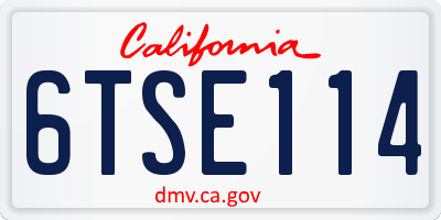 CA license plate 6TSE114