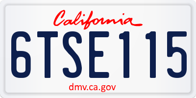 CA license plate 6TSE115