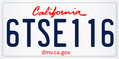 CA license plate 6TSE116