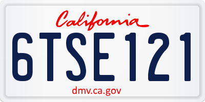 CA license plate 6TSE121