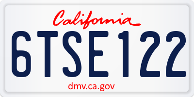 CA license plate 6TSE122