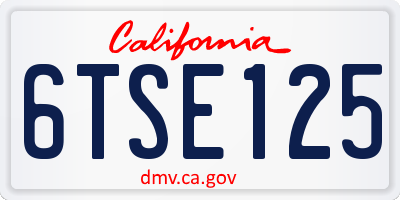 CA license plate 6TSE125