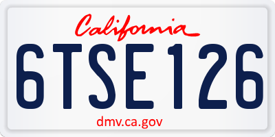 CA license plate 6TSE126