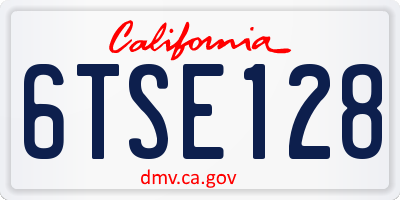 CA license plate 6TSE128