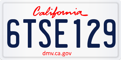 CA license plate 6TSE129