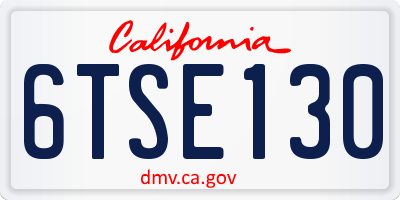 CA license plate 6TSE130